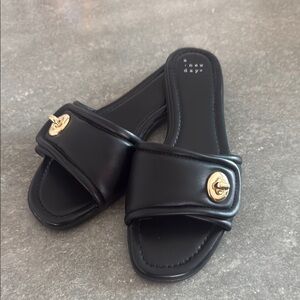 A New Day Black Sandals with Gold Accent